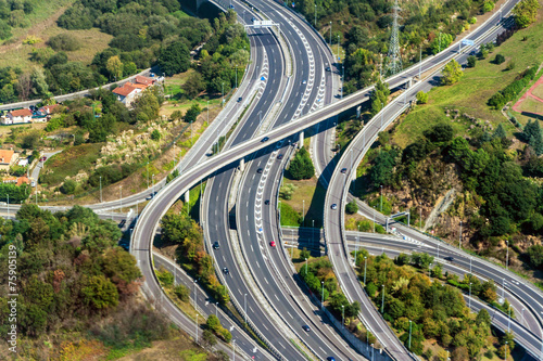 Aerial view of a highway crossing