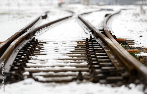 Railroad tracks in the snow