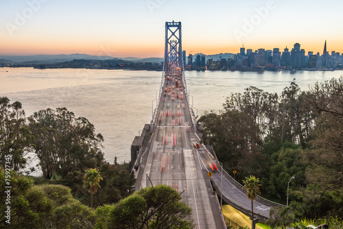 ay Bridge and San Francisco with golden hour
