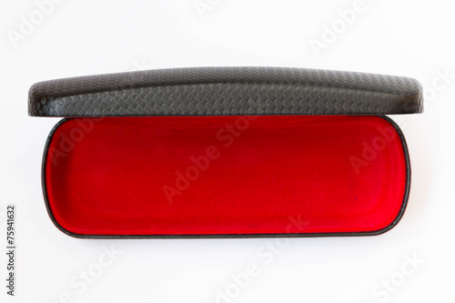 Glasses' case on white background