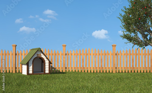 Kennel on grass in the garden