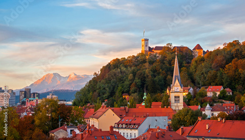 Sunset in Ljubljana, capital of Slovenia.