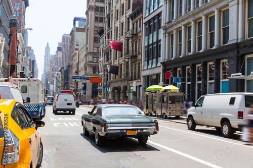 Soho street traffic in Manhattan New York City US