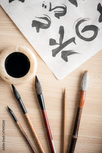 Closeup image of calligraphy tools