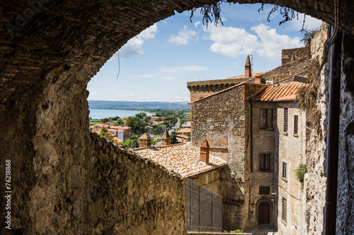 old houses in medieval town Bolsena, Italy