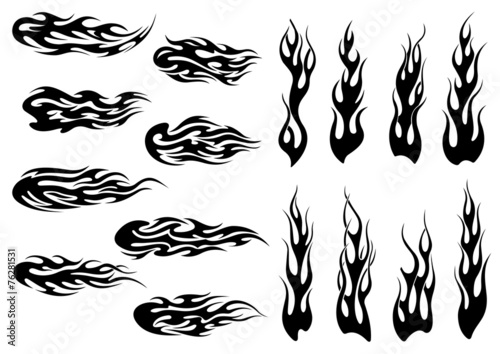 Tribal black fire flames tattoo design