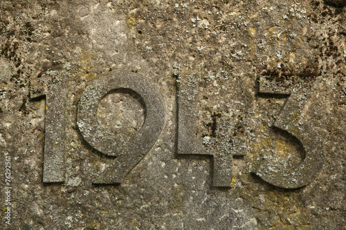 Year 1943 carved in the stone. The years of World War II.