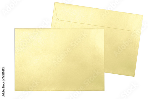 Gold envelopes C5 format isolated on white background