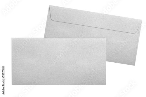 Silver envelopes E65 format isolated on white background