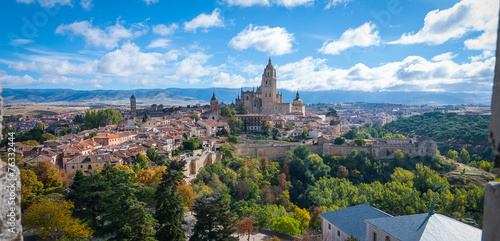 View of Segovia,Spain from high atop the rooftop at Alcazar.
