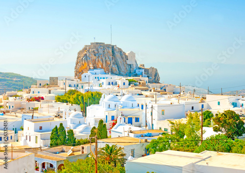 view of Chora the capital of Amorgos island in Greece