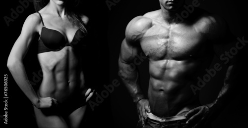 Bodybuilding. Man and woman