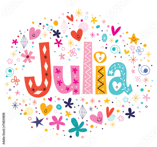 Julia female name decorative lettering type design