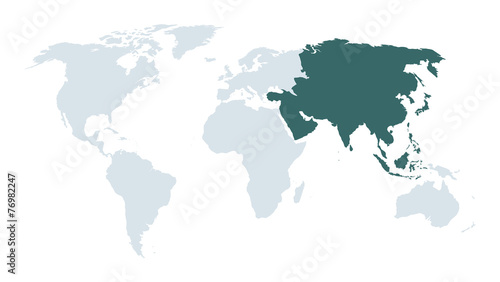 world map high lighting asia