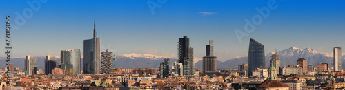 Views of Milan with Alps in the background