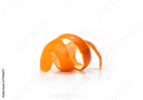 orange peel on white background