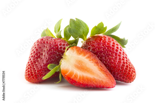 red strawberry on White