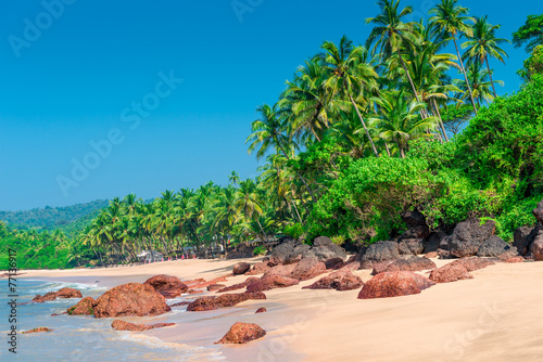 gorgeous deserted tropical beach with the hot sun