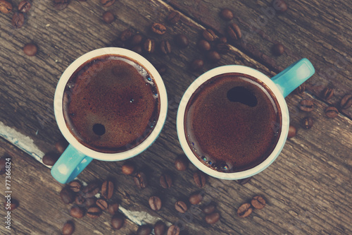 two cups of fresh coffee