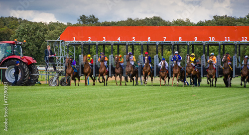 Unidentified riders, race on the racecourse, Germany, Magdeburg