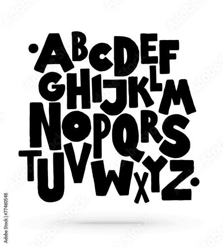 Hand drawn comics style letttering font. Vector alphabet