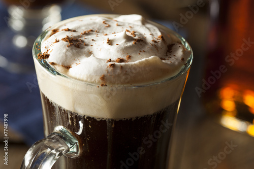 Homemade Irish Coffee with Whiskey