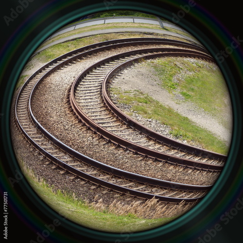 Tram rails in objective lens