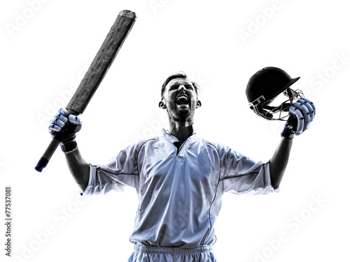 Cricket player portrait silhouette