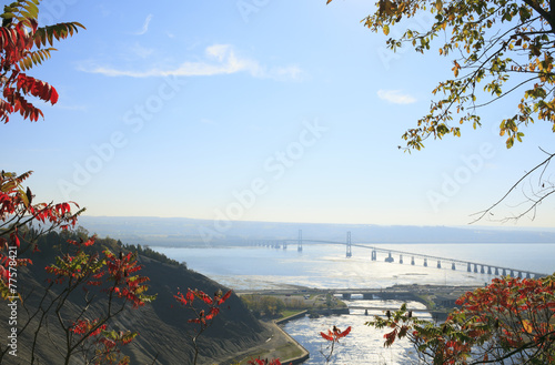 Bridge across a river, Saint Lawrence River, Quebec, Canada