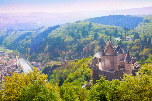 Vianden castle and valley in Luxembourg
