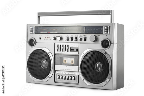 Retro ghetto blaster isolated on white with clipping path