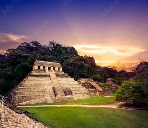 "Temple of the Inscriptions" in Palenque, Maya city in Chiapas,