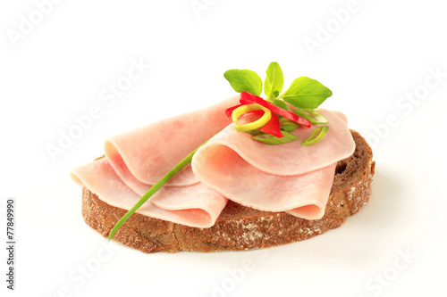 Open faced ham sandwich