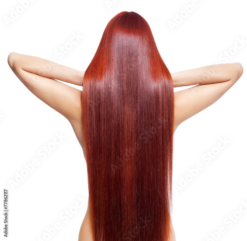 Nude woman with long red hair