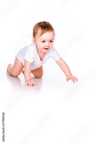 Cute little baby crawling