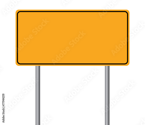 Blank yellow road sign