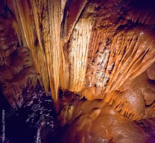 Stalagmites and stalactites inside the cave