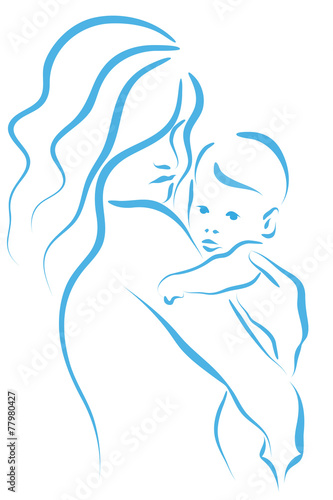 matka z dzieckiem na rękach wektor