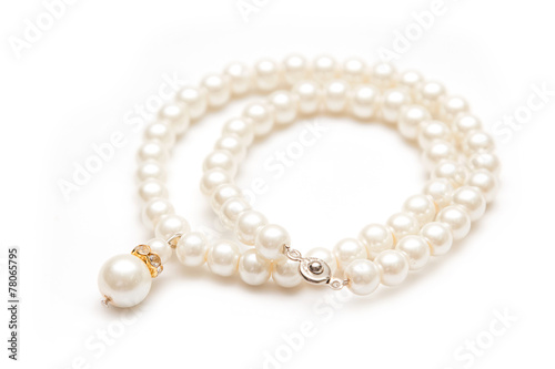 Pearl necklace isolated on white