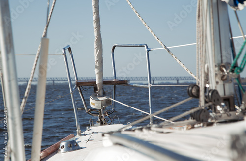 View on deck of sailing yacht