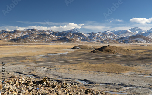 Tibetan plateau with Everest view, Tibet