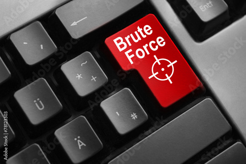 grey keyboard red button brute force