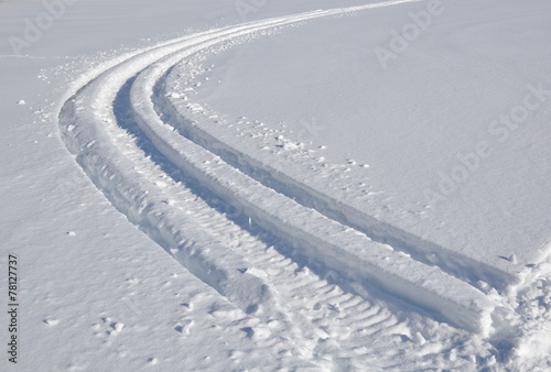 Deep markings of snowmobile