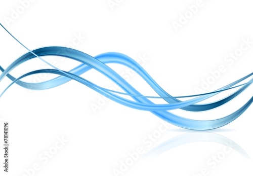 Bright blue waves on white