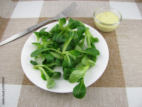 frischer Feldsalat mit Senf-Dressing