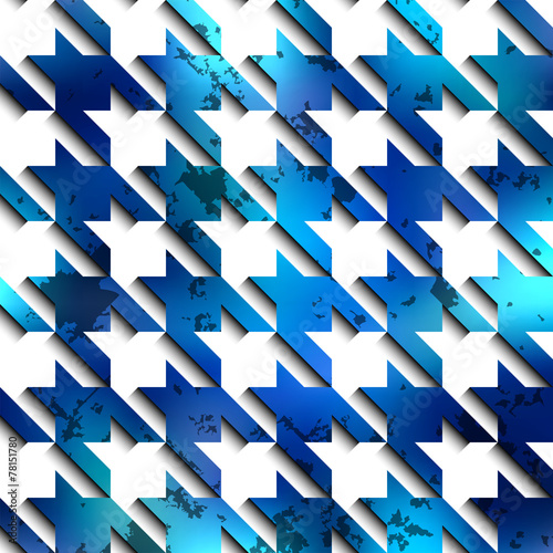Hounds-tooth blue pattern on white background.