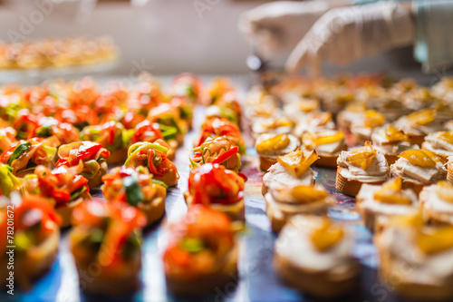 Closeup of a plate with canapes