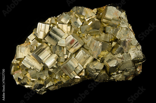 Cluster of pyrite crystals