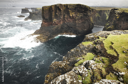 Scottish coastline landscape in Shetland islands. Scotland. UK