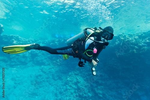 Female scuba diver underwater